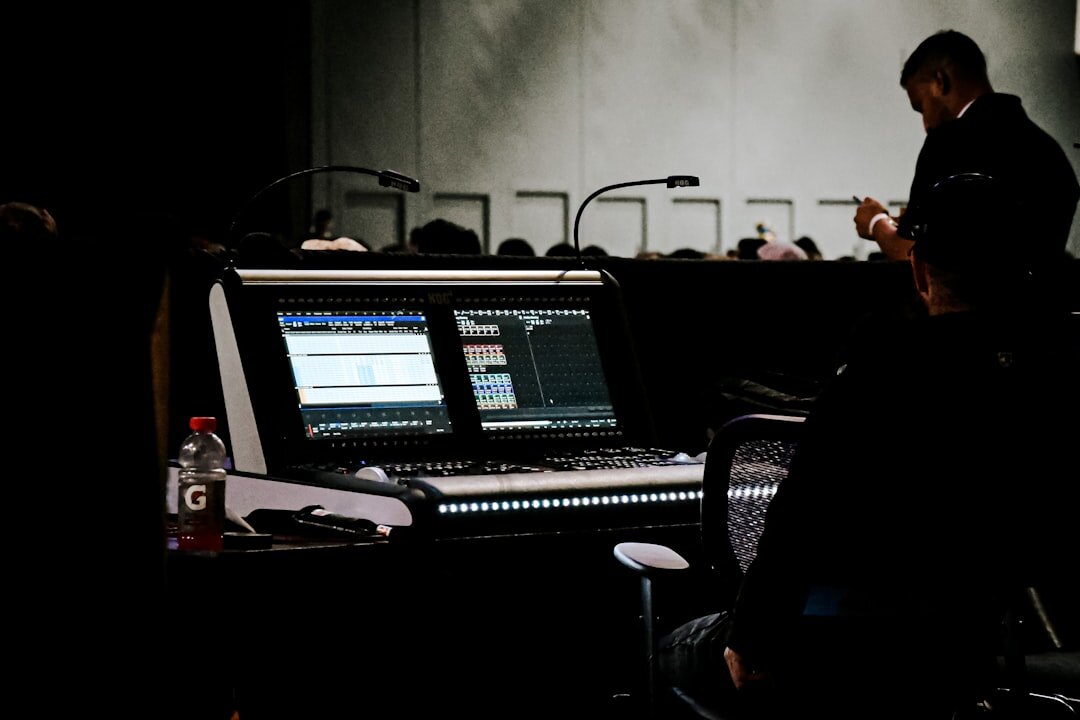 Professional video camera recording in a television studio